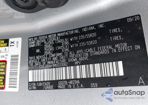 2021 Toyota Highlander Xse из США, поврежденный, VIN 5TDJZRAH1MS033062